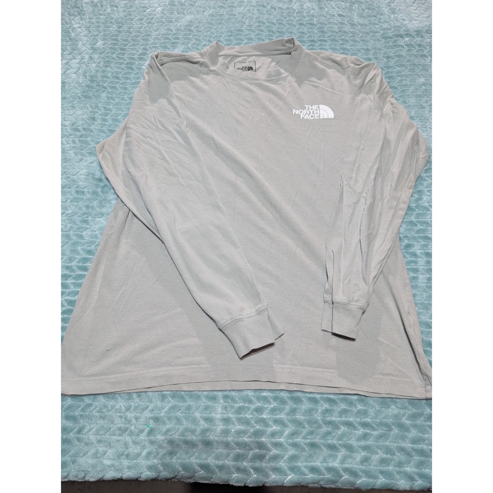 The North Face Mens Long Sleeve Graphic‎ T-Shirt Grey Green Size M Logo Tee
